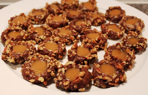 Caramel Chocolate Thumbprint Cookies