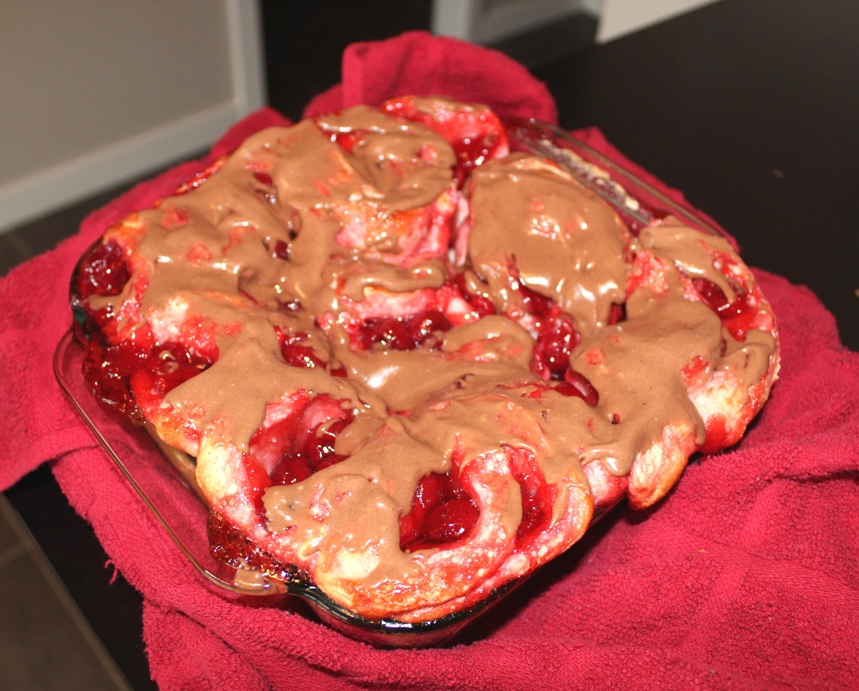 Cherry Buns with Chocolate Cream Cheese Frosting